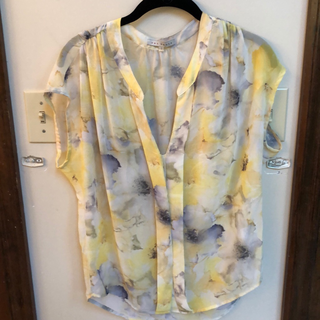 Worn Once Yellow, Blue, And Cream Blouse
